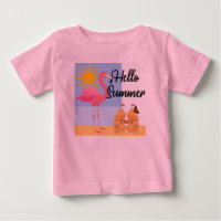 Hello Summer Pink Flamant rose Design - Baby Fine