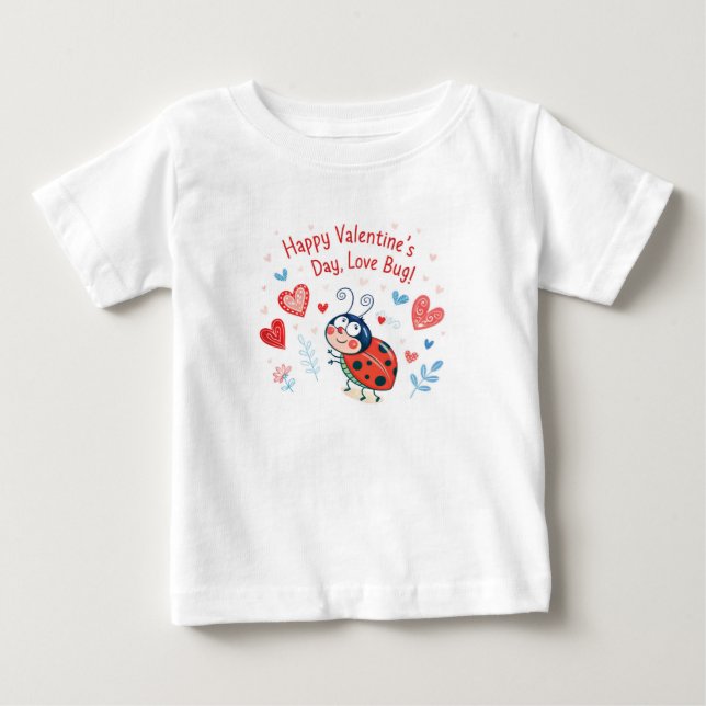 T-shirt Pour Bébé Heureuse Sainte-Valentin, Amour Bug ! (Devant)