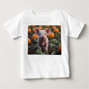T-shirt Pour Bébé Heureux Comme Un Cochon Bébé Dans Un Patch Citroui