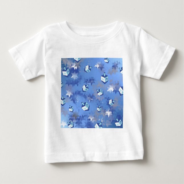 T-shirt Pour Bébé Heureux Hanoukka Falling Star et Dreidels (Devant)