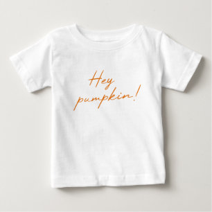 T-shirt Pour Bébé Hey Citrouille Halloween Burnt Orange manuscrit