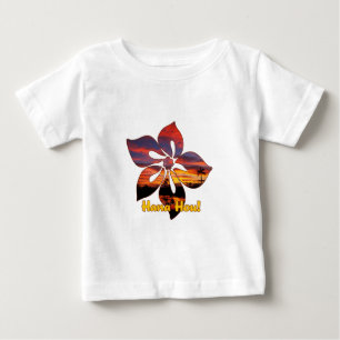 T-shirt Pour Bébé Hibiscus du coucher du soleil Tee hawaïenne