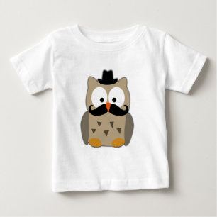 T-shirt Pour Bébé Hibou avec la moustache et le casquette