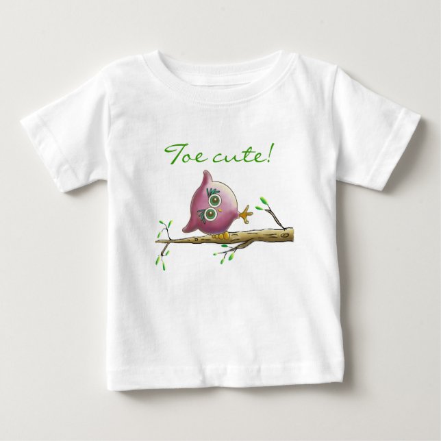 T-shirt Pour Bébé Hibou drôle et mignon sur une branche (Devant)