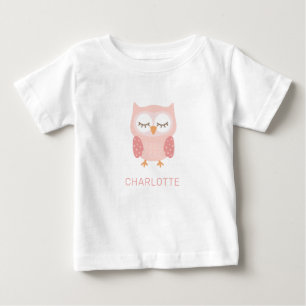 T-shirt Pour Bébé 'Hibou rose', pyjama personnalisé mignon 