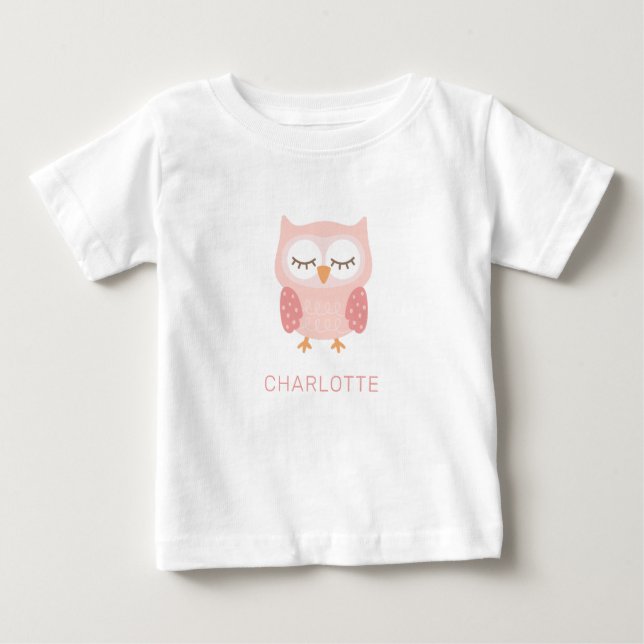 T-shirt Pour Bébé 'Hibou rose', pyjama personnalisé mignon  (Devant)