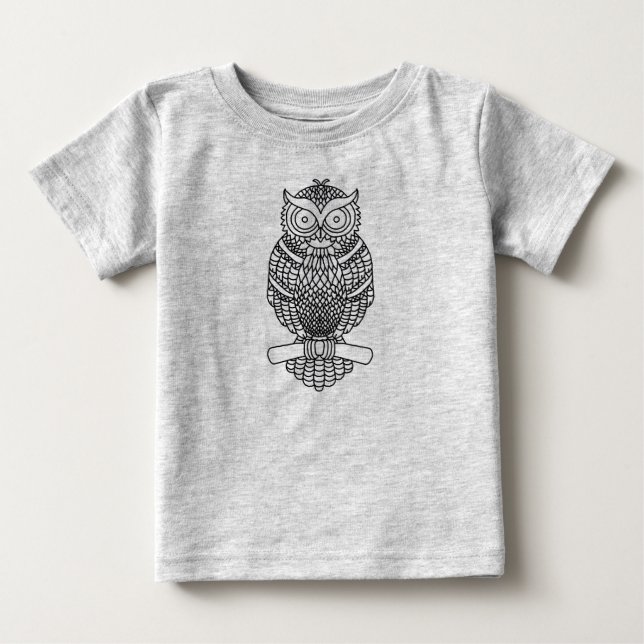 T-shirt Pour Bébé Hibou (vif) - T-Shirt Bébé (Devant)