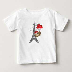 T-shirt Pour Bébé Hibou volant avec des ballons de coeur à Paris