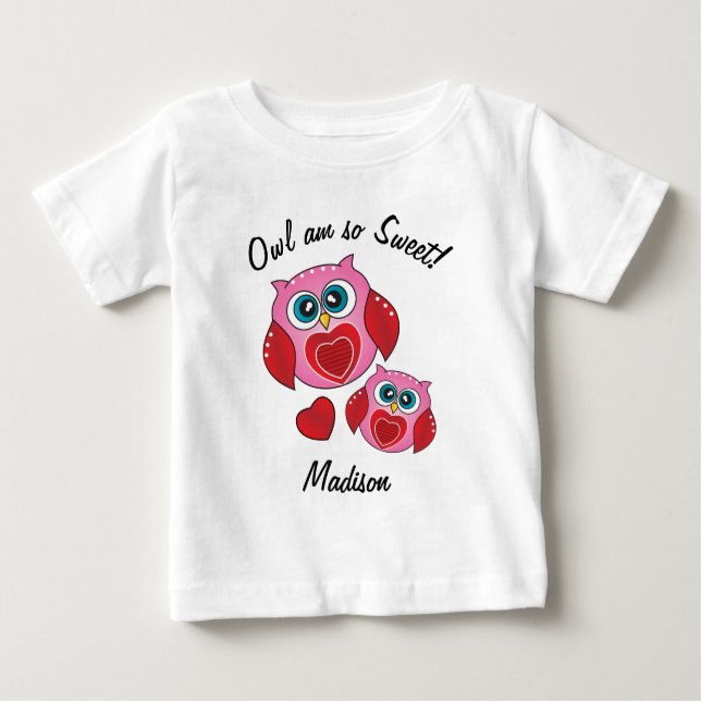 T-shirt Pour Bébé Hiboux doux de Valentine (Devant)