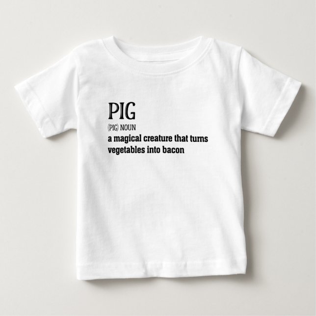 T-shirt Pour Bébé Hilaried Pig and Bacon Définition Drôle cadeau amu (Devant)