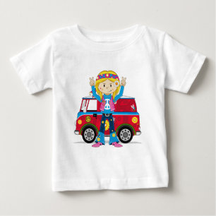 T-shirt Pour Bébé Hippie de paix d'années '60 de bande dessinée
