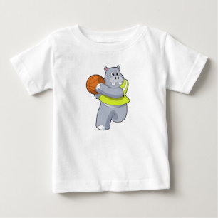T-shirt Pour Bébé Hippo as basketball player with basketball.PNG
