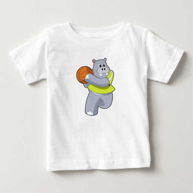 T-shirt Pour Bébé Hippo as basketball player with basketball.PNG (Devant)