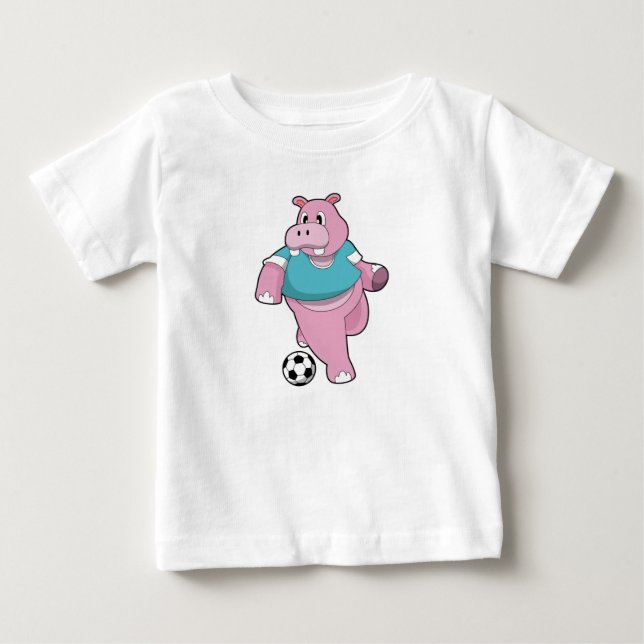 T-shirt Pour Bébé Hippo as Soccer player with Soccer.PNG (Devant)