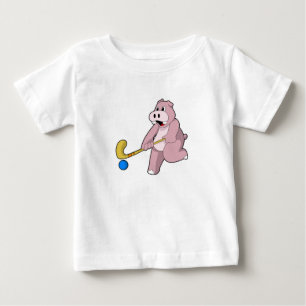 T-shirt Pour Bébé Hippo at hockey