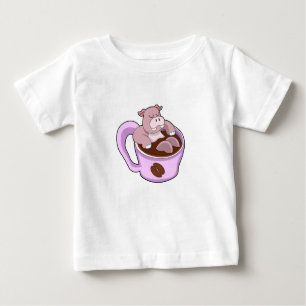 T-shirt Pour Bébé Hippo avec la coupe du café