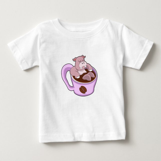 T-shirt Pour Bébé Hippo avec la coupe du café (Devant)