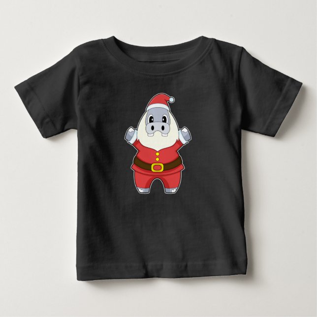 T-shirt Pour Bébé Hippo Noël Père Noël (Devant)