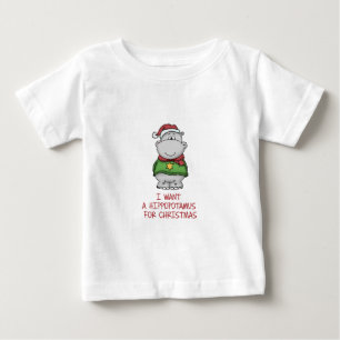 T-shirt Pour Bébé Hippopotame pour Noël - conception mignonne