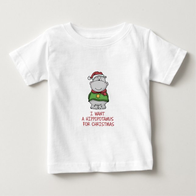 T-shirt Pour Bébé Hippopotame pour Noël - conception mignonne (Devant)