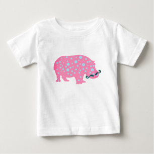 T-shirt Pour Bébé Hippopotamus Dots Moustacehs Baby Romper, Blanc
