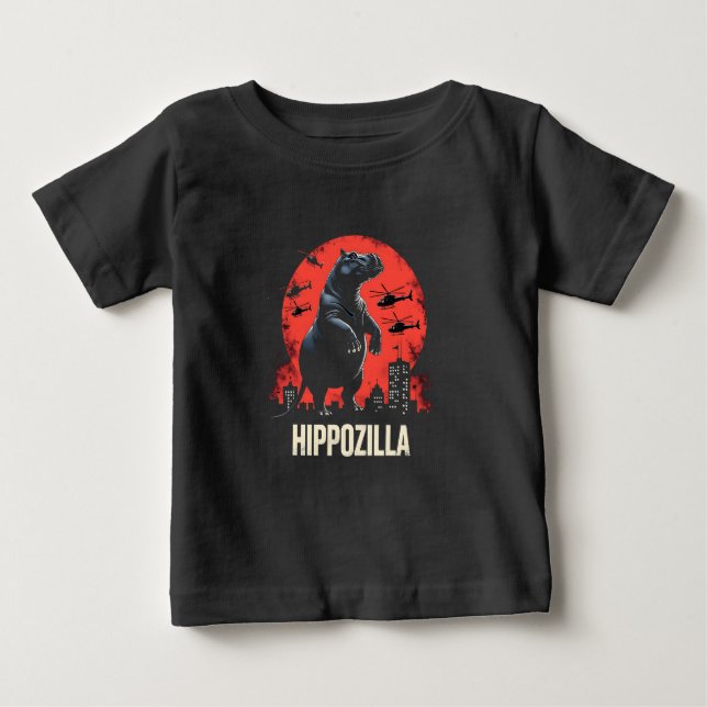 T-shirt Pour Bébé Hippozilla Éffrayant Moo Deng Baby Pygmy Hippo (Devant)