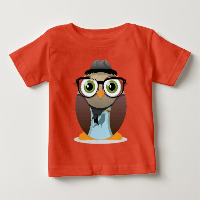 T-shirt Pour Bébé Hipster Owl petite impression (Devant)