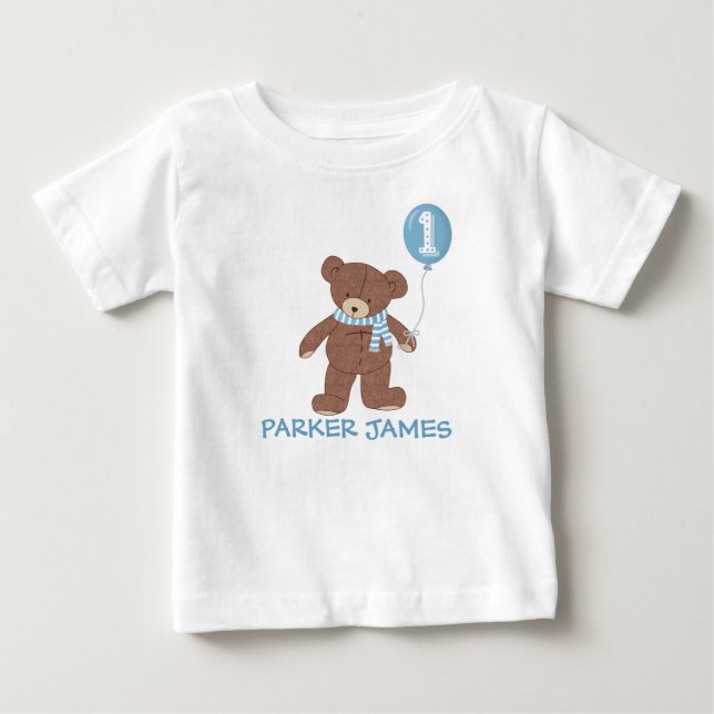 T-shirt Pour Bébé Hiver Teddy Bear Balloon 1er Birthday Shirt (Devant)