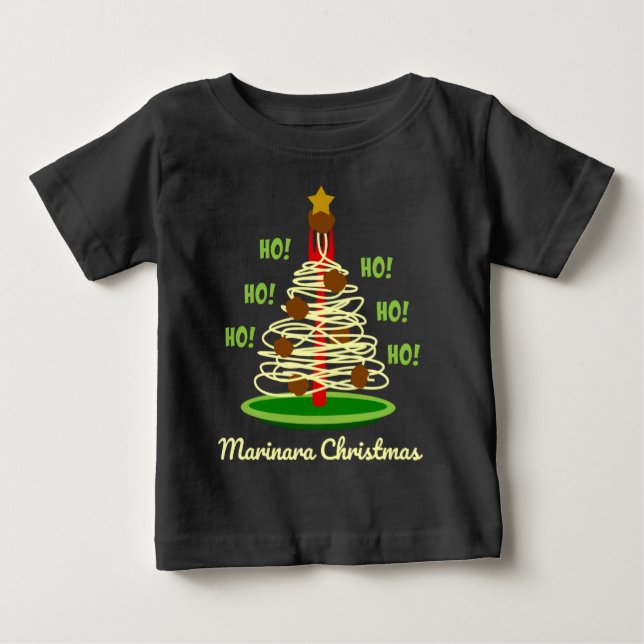 T-shirt Pour Bébé Ho ! Ho ! Ho ! Arbre de Noël Marinara (Devant)