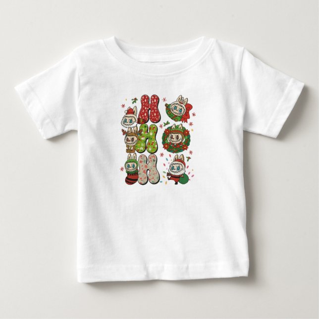 T-shirt Pour Bébé Ho Ho Ho Cute Christmas Monster Characters Tee (Devant)