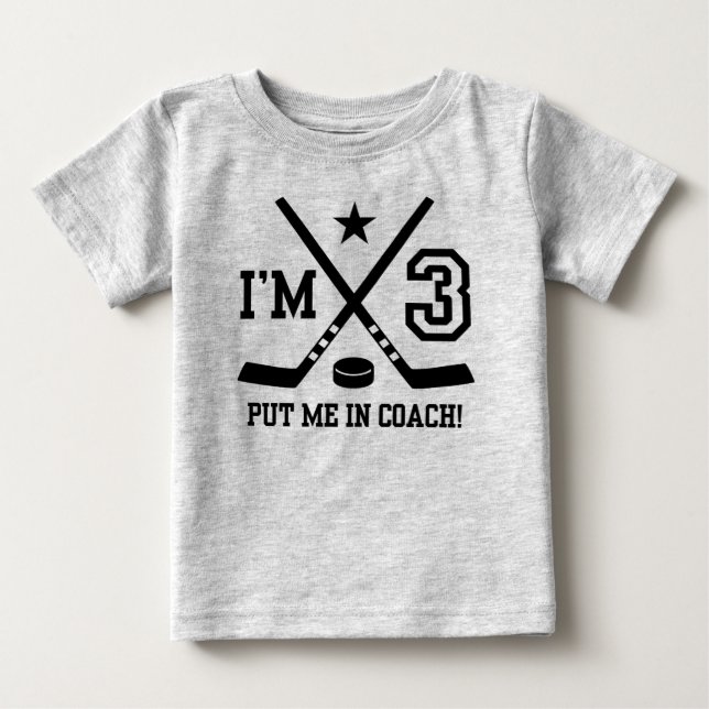 T-shirt Pour Bébé Hockey 3e anniversaire (Devant)