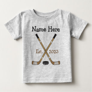 T-shirt Pour Bébé Hockey personnalisé Nom du bébé Naissance Année de