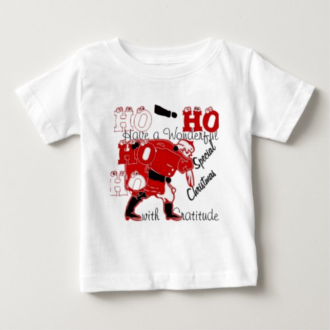 T-shirt Pour Bébé HOHOHO Avoir un merveilleux Noël avec gratitude (Devant)
