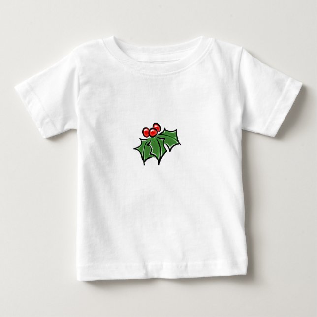T-shirt Pour Bébé Holly Feuilles, Holly baies, fun vacances botaniqu (Devant)