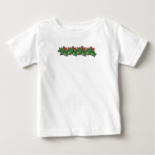 T-shirt Pour Bébé Holly Feuilles, Holly Berries, couronne de Noël