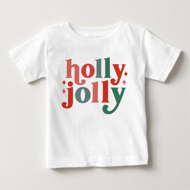 T-shirt Pour Bébé Holly Jolly - Typographie des Fêtes Rétro (Devant)