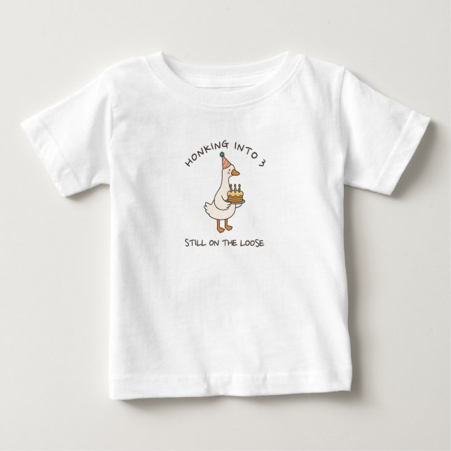 T-shirt Pour Bébé Honking Into Birthday Goose Funny Custom Age (Devant)