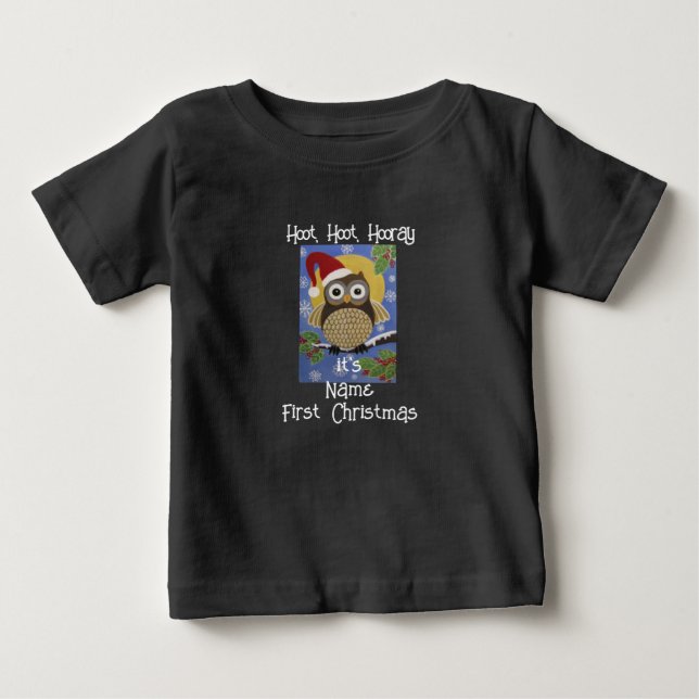 T-shirt Pour Bébé Hoot Owl 1er Noël (Devant)