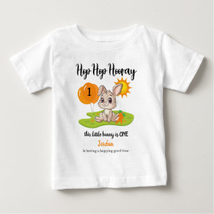 T-shirt Pour Bébé Hop Hop Hourra Mignon Petit Lapin 1er anniversaire