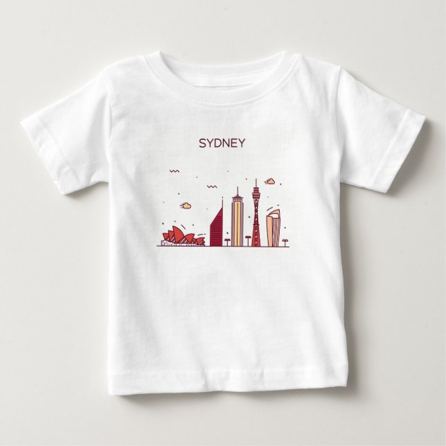 T-shirt Pour Bébé Horizon de griffonnage de Sydney, Australie | (Devant)