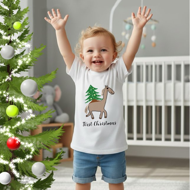 T-shirt Pour Bébé Horse with Christmas tree (Créateur téléchargé)