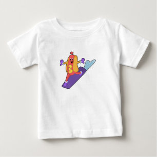 T-shirt Pour Bébé Hot-dog as Snowboarder with Sonowboard