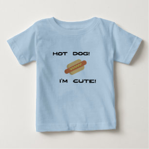 T-shirt Pour Bébé Hot Dog Je suis mignon en bleu