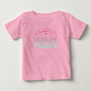 T-shirt Pour Bébé Hot Pink et Green Glitter Mermaid Vibes