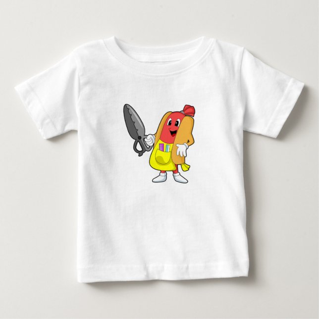 T-shirt Pour Bébé Hotdog comme coiffeur avec ciseaux (Devant)