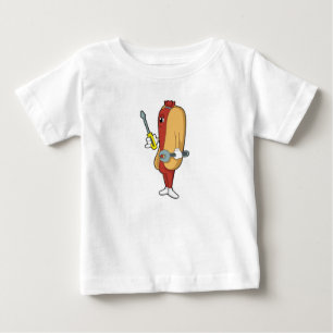 T-shirt Pour Bébé Hotdog en mécanique avec outil