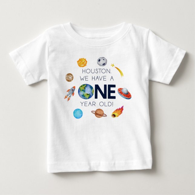 T-shirt Pour Bébé Houston Nous avons un an 1er anniversaire fête (Devant)