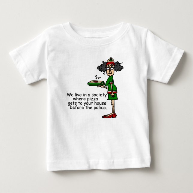 T-shirt Pour Bébé Humour de livraison de pizza (Devant)