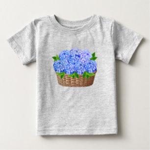 T-shirt Pour Bébé Hydrangeas bleus côtiers de Nantucket 