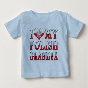 T-shirt Pour Bébé I coeur mon grand-papa polonais